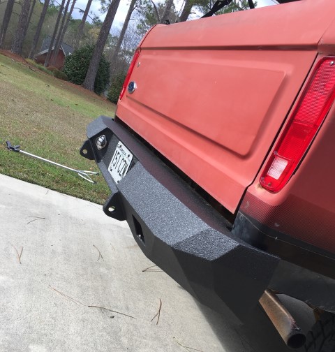 73-79 Ford F150 rear base bumper with square lights 73-79 Ford F150 rear base bumper with square lights